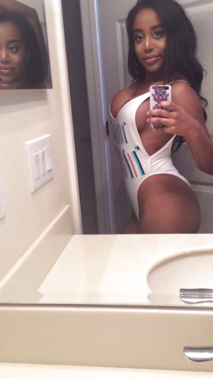 black beauty selfies in swimsuits