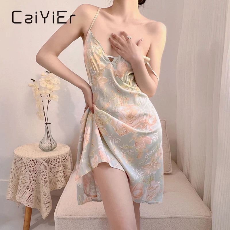 caiyier summer sexy lingerie nightdres flower