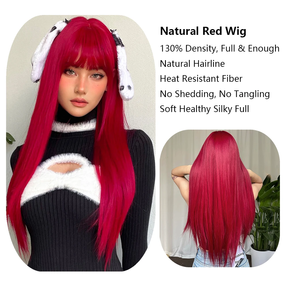 haircube wine red long straight synthetic