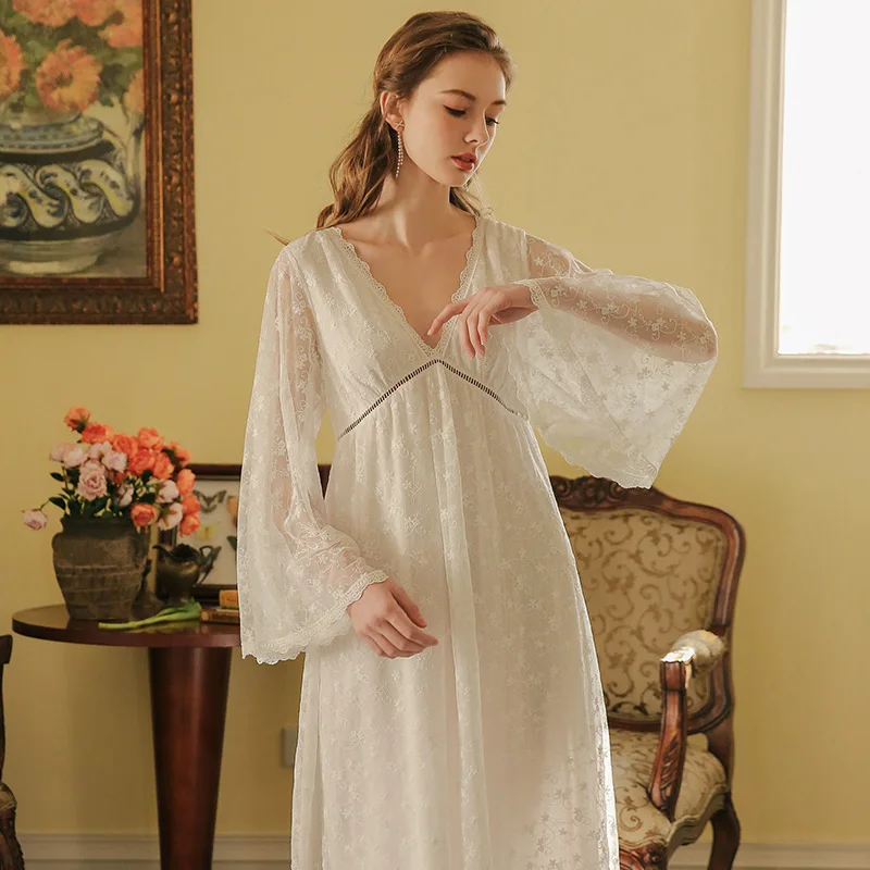 nightgown women long sleeve nightdress sleepwear