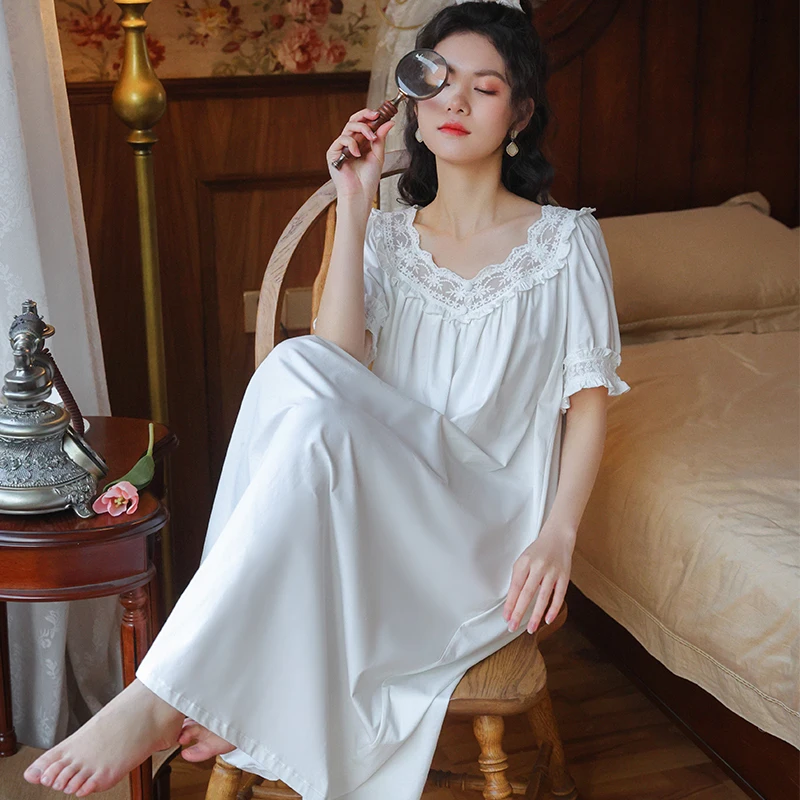 cotton night dress women nightgown victorian