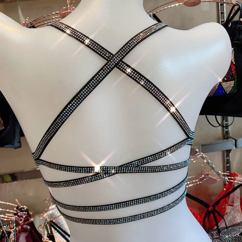 rhinestone bras sexy seamless underwear adjustable