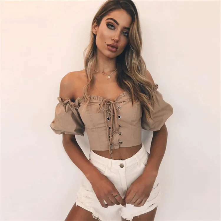 shipping off shoulder crop tops lace