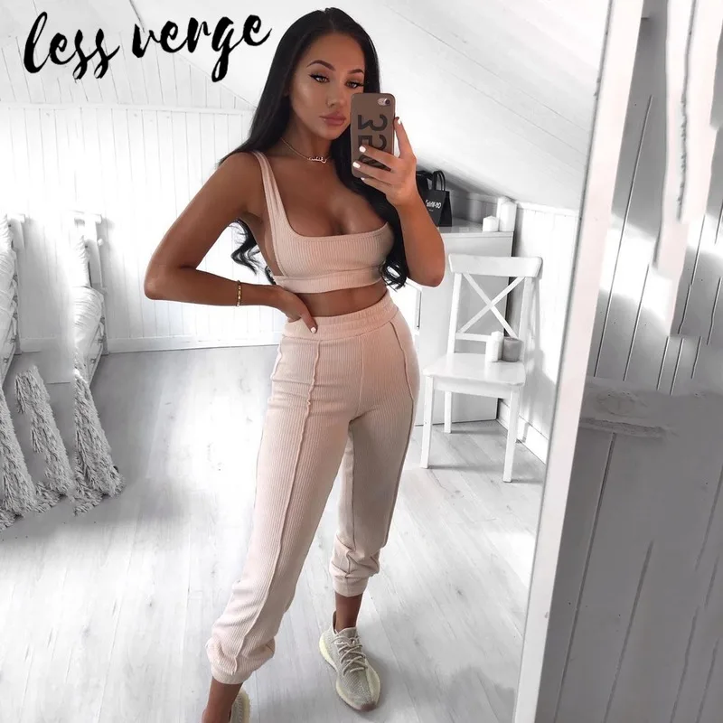 lessverge two piece suit knitted fitness
