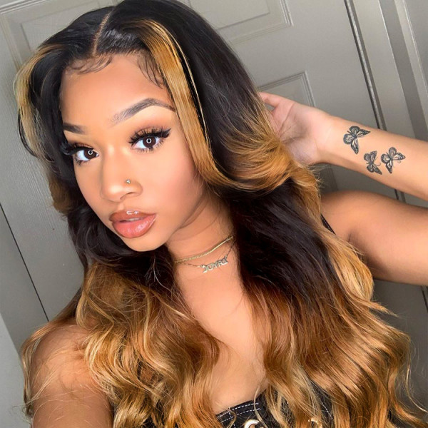 ombre colored lace front wig human